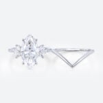 3ct Marquise Cut Lab Diamond Ring​ Set 4-Prong Engagement Ring in White Gold