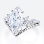 3ct Marquise Cut Lab Diamond Ring​ Set 4-Prong Engagement Ring in White Gold