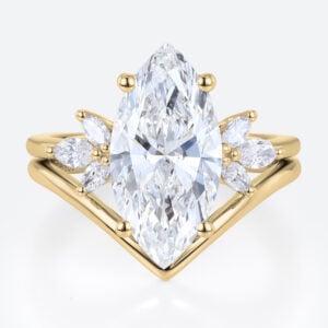 3ct Marquise Cut Lab Diamond Ring​ Set 4-Prong Engagement Ring in Yellow Gold