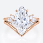 3ct Marquise Cut Lab Diamond Ring​ Set 4-Prong Engagement Ring in Rose Gold