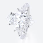 3ct Marquise Cut Lab Diamond Ring​ Unique 4-Prong Engagement Ring in White Gold