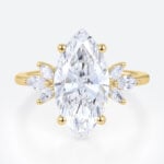 3ct Marquise Cut Lab Diamond Ring​ Unique 4-Prong Engagement Ring in Yellow Gold