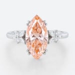 3ct Marquise Cut Lab Pink Diamond Ring​ Modern Cluster 4 Double Claw Prong Engagement Ring in White Gold