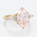 4ct Oval Lab Pink Diamond Ring European Shank Engagement Ring in Yellow Gold
