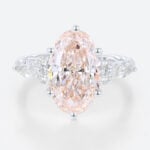 4ct Oval Lab Pink Diamond Ring European Shank Engagement Ring in White Gold
