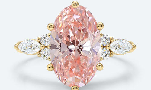4ct Oval Lab Pink Diamond Ring European Shank Engagement Ring