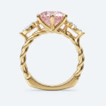 4ct Fancy Pink VS+ Oval Cut Lab Grown Pink Diamond European Shank 6-Prong Engagement Ring in Yellow Gold (3)