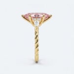 4ct Fancy Pink VS+ Oval Cut Lab Grown Pink Diamond European Shank 6-Prong Engagement Ring in Yellow Gold (5)
