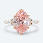 4ct Fancy Pink VS+ Oval Cut Lab Grown Pink Diamond European Shank 6-Prong Engagement Ring in Yellow Gold (7)