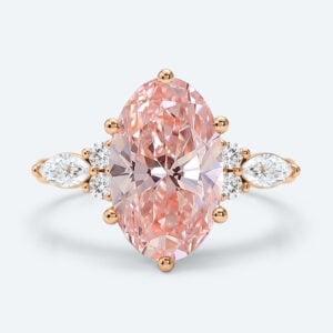 4ct Oval Lab Pink Diamond Ring European Shank Engagement Ring