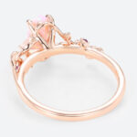 Elongated Hexagon Cut Pink Opal Ring with Colorful Accent Stones in Rose Gold
