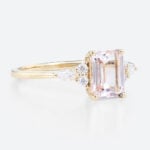 1.4ct Morganite Engagement Ring​ Emerald Cut Cluster Bridal Ring in Yellow Gold