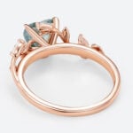 Heart Cut Moss Agate Ring​ 0.8ct Nature-Inspired Ring Vine Bridal Ring in Rose Gold