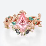 1.6ct Kite Cut Pink Sapphire Ring Set with Multicolored Accents in Rose Gold