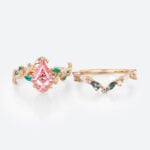 1.6ct Kite Cut Pink Sapphire Ring Set with Multicolored Accents in Rose Gold