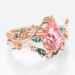 1.6ct Kite Cut Pink Sapphire Ring Set with Multicolored Accents in Rose Gold