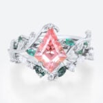 1.6ct Kite Cut Pink Sapphire Ring Set with Multicolored Accents in White Gold