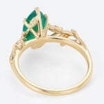 1.6ct Marquise Cut Lab Emerald Engagement Rings Vine-Inspired Ring in Yellow Gold
