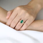1.6ct Marquise Cut Lab Emerald Engagement Rings Vine-Inspired Ring in Yellow Gold