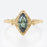 Marquise Green Sapphire Engagement Ring​ Organic-Style Solitaire Ring in Yellow Gold