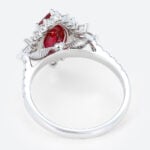 Marquise Cut Lab Ruby Engagement Ring​ with Feather-Inspired Gallery in White Gold