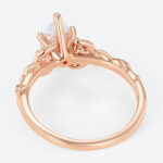 Vine Detail Marquise Moissanite Ring 1ct Three Stone Bridal Ring in Rose Gold