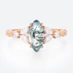 0.9ct Botanical Moss Agate Engagement Ring with Twisted Shank in Rose Gold
