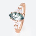 0.9ct Botanical Moss Agate Engagement Ring with Twisted Shank in Rose Gold