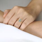 Solitaire Moss Agate Rings 1ct Marquise Cut Ring With Wheat-Style Band in Yellow Gold