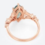 1.7ct Marquise Cut Moss Agate Engagement Ring with Milgrain Detail in Rose Gold