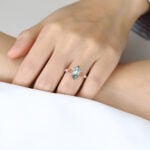 1.7ct Marquise Cut Moss Agate Engagement Ring with Milgrain Detail in Rose Gold