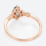 0.5ct Marquise Cut Moss Agate Ring​ Vine-Inspired Engagement Ring in Rose Gold