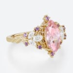 1ct Marquise Cut Pink Sapphire Ring Vintage Floral Inspired Engagement Ring in Yellow Gold