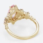 1ct Marquise Cut Pink Sapphire Ring Vintage Floral Inspired Engagement Ring in Yellow Gold