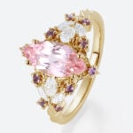 1ct Marquise Cut Pink Sapphire Ring Vintage Floral Inspired Engagement Ring in Yellow Gold