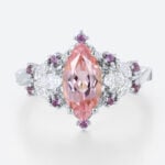 1ct Marquise Cut Pink Sapphire Ring Vintage Floral Inspired Engagement Ring in White Gold