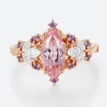 1ct Marquise Cut Pink Sapphire Ring Vintage Floral Inspired Engagement Ring in Rose Gold