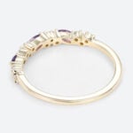 Marquise & Round Cut Amethyst Ring​ 0.37ct Anniversary Wedding Band in Yellow Gold