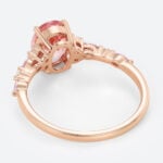 1.8ct Oval Pink Sapphire Engagement Ring with Moissanite Accents Timeless Bridal Ring in Rose Gold