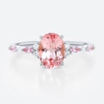 1.8ct Oval Pink Sapphire Engagement Ring with Moissanite Accents Timeless Bridal Ring in White Gold