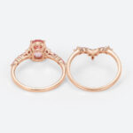 1.8ct Oval Cut Pink Sapphire Ring Set with Diamond Accents Bridal Set in Rose Gold