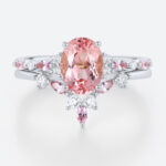 1.8ct Oval Cut Pink Sapphire Ring Set with Diamond Accents Bridal Set in White Gold