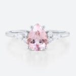 1ct Pear Morganite Engagement Ring Classic Cluster Bridal Rings in white Gold