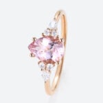 1ct Pear Morganite Engagement Ring Classic Cluster Bridal Rings in Rose Gold