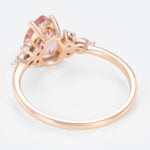 1ct Pear Morganite Engagement Ring Classic Cluster Bridal Rings in Rose Gold