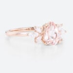 1ct Pear Cut Morganite Engagement Ring Flower Side Stones Bridal Ring in Rose Gold