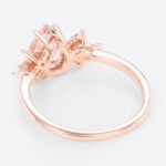1ct Pear Cut Morganite Engagement Ring Flower Side Stones Bridal Ring in Rose Gold