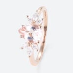 1ct Pear Cut Morganite Engagement Ring Flower Side Stones Bridal Ring in Rose Gold