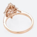 1ct Pear Cut Morganite Halo Engagement Ring with Pavé Accents in Rose Gold