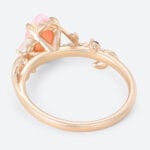 0.6ct Pear Pink Opal Rings​ Nature-Inspired Ring with Matte Finish in Rose Gold